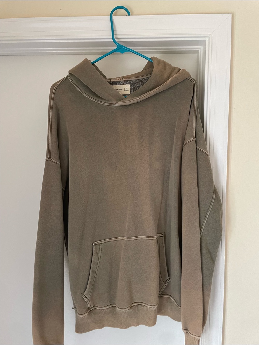 Abercrombie & Fitch oversized Olive/Taupe Hooded hoodie